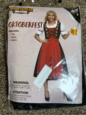 Women’s Oktoberfest Costume Size L  Spooktacular Creations (Top, Dress + Apron)